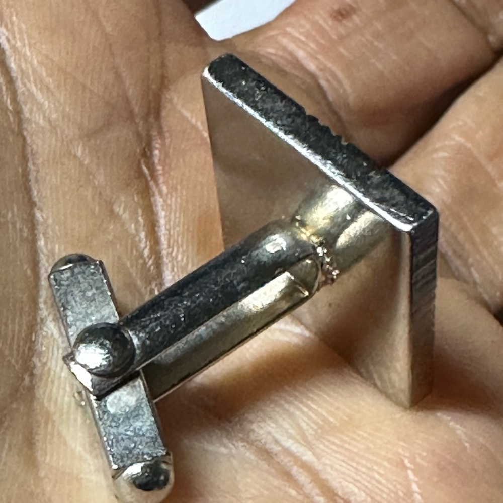 Classic Square Silver Cufflink With Linear Engrav… - image 7